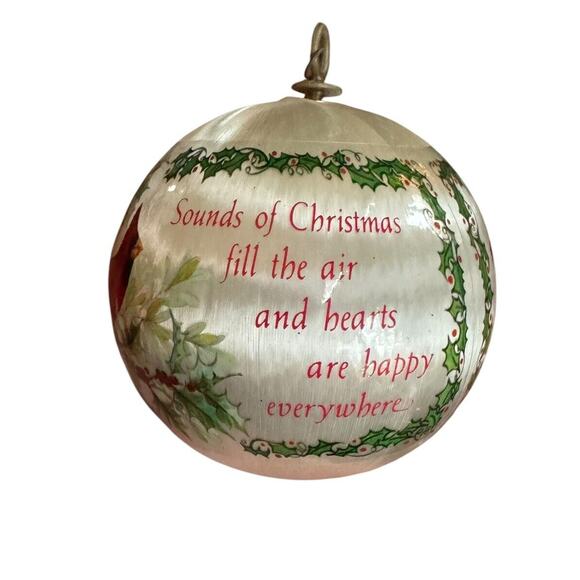 Cardinal Sounds of Christmas Quote Silk Ball Holiday VTG Ornament Gift READ - Picture 1 of 9